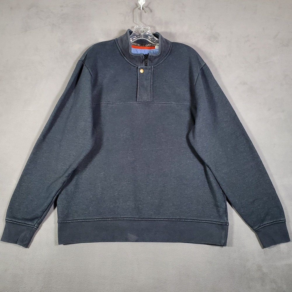 Orvis Sweater Mens L Gray Pullover 1/4 Zip‎ Sweatshirt Outdoors Gorpcore *READ